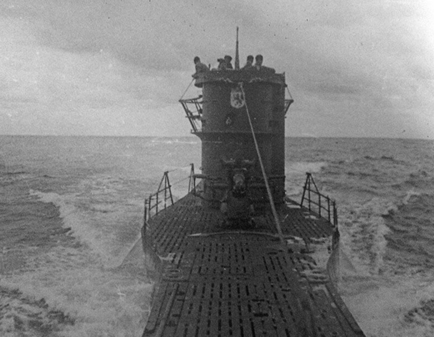 German crew of a U-576 at sea. 